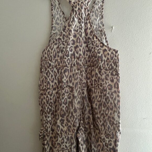 Urban Outfitters Camille Leopard Print Cheetah Cotton Zip Racerback Overalls NEW - Picture 14 of 16